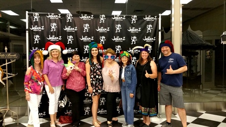 Arizona ASTA members wear disguises at an improv comedy club.